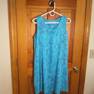 Mexicali Blues Sleeveless Knee-Length Button-Front Batik Rayon Dress, Marine Blu